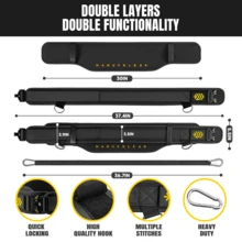 MANUEKLEAR 2-In-1 Weightlifting Belt & Dip Belt With 36.7 IN Rope, Double-Layer Weight Lifting Belts, Powerlifting Gym Weighted Belt For Pull Up Squat - màu đen - Xem 4