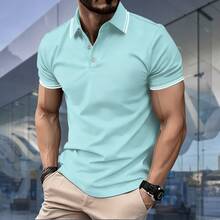 Men's Polo Shirt, Cotton T-Shirt, Casual Office Clothes, Factory Outlet - 薄荷藍 - 查看 6