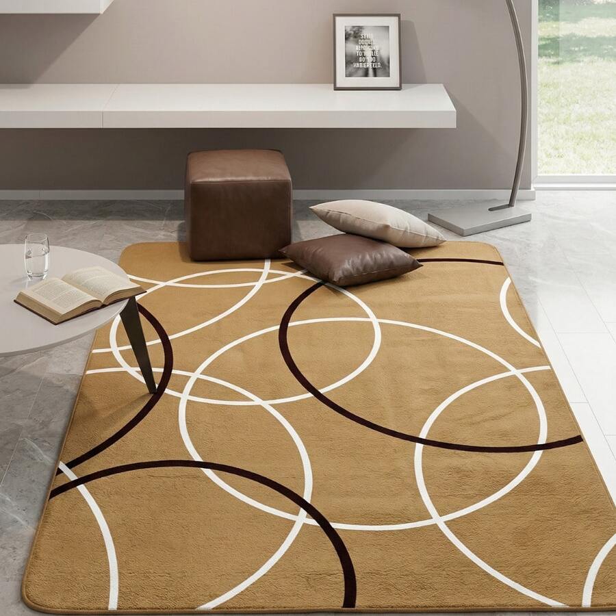 Casa Laura Enxovais Soft Flannel Rug In Modern Prints 2.00 X 1.50 - Various Colors - CÍRCULOS BEIGE - Ver 1
