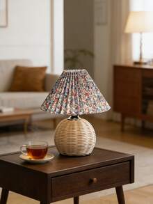 1pc Rattan Table Lamp, Retro Handmade Pleated Lamp, Nordic Solid Wood Bedside Lamp, Suitable For Homestay, Dining Room, Camping, Minimalist Warm Light Touch Control Lamp, Atmosphere Nightlight - Multiple Colors - View 10