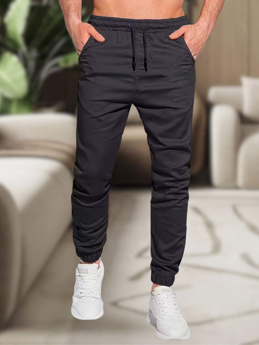 Men's Jogger Pants In Twill With Elastic Cuffs - Streetwear - màu đen - Xem 1