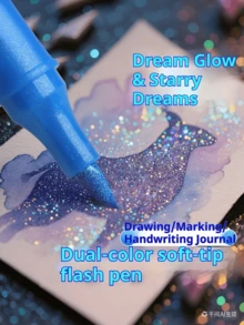 24-Colors Double-Headed Glitter Colored Pens With Fast-Drying Glue-Like Ink - Fine Tip Tip-To-Base For Scrapbooking, Card Making, Journaling, 24-Colors Double-Headed Painting Pens - Glitter Marker Set For, Artists & Coloring - 24 Colors - View 4