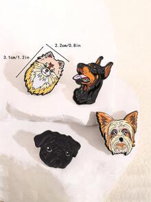 1pc Cute Cartoon Pet Dog Brooch, Creative Badge, Pug, Doberman, Pomeranian, Yorkshire Terrier, Bag Clothes Decor, Personalized Design, Versatile Lapel Pin Accessory Gifts For Mother, Father, Graduation, And Teacher - Multicolor - View 3