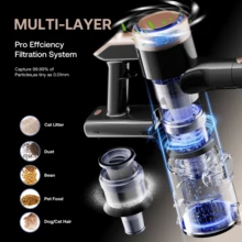Homeika Cordless Vacuum Cleaner, 300W 23KPa Powerful Suction Vacuum With LED Display, 3 Suction, 48mins Runtime, Lightweight Stick Cleaner With Sofa Brush For Hard Floor/Carpet/Pet Hair/Car - 黑色 - 查看 4