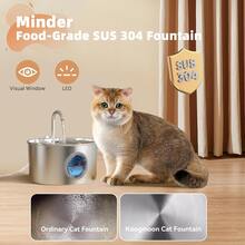 1pc Cat Water Fountain, Stainless Steel Pet Waterer, 2.2L/74.40oz/0.58gal Capacity, Round With Viewing Window, Quiet Water Bowl Dispenser, Filters Water, 360° Circulating Flowing Water, Suitable For Kittens And Puppies Daily Drinking - 2.2L - View 4