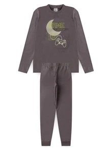 Conjunto Térmico Infantil Brilha no Escuro Masculino - Cinza - Visão 6