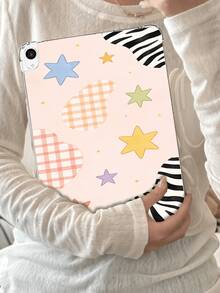 1件装格子、斑马纹和星形元素可爱又兼具保护性的第十代10.9英寸/10.2英寸平板电脑保护套，360°加厚防震便携式皮革平板电脑保护套 - 彩色 - 查看 3