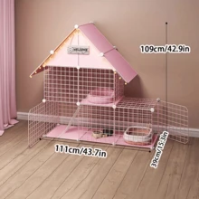 室内猫笼别墅，宽敞自由空间，宠物猫用品，小型猫笼可放置猫砂盆 - 彩色 - 查看 4