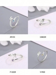 1pc S925 Sterling Silver 12 Zodiac Adjustable 14K Platinum Plated Toe Ring, Gift For Women & Girls - Toe Rings - View 7