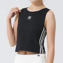 adidas originals 三葉草 印花運動美式復古短袖正肩袖T卹 - 黑色 - 查看 3