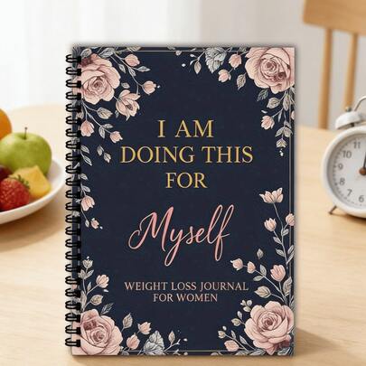 1pc "I Am Doing This For Myself." The Women's Floral Edition Weight Loss Diary. Inspirational Spiral Notebook. A Motivational Tracker And Fitness Planning Tool For Women, Suitable For Weight Loss Tracking, Maintaining Motivation, And Achieving Goals. It Is An Excellent Gift For Women On Their Weight Loss Journey, Friends, Mothers, And Anyone In Need Of Motivation.