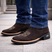 Men's Country Ankle Boot, Casual Suede Cowboy Boot, Comfortable And Durable. - 鏽棕色 - 查看 11