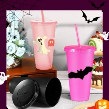 24 Pack Tumbler With Straw And Lid Bulk Cups For Gifts Water Bottle Iced Coffee Travel Mug Cup Reusable Plastic Tumblers For Party Birthdays 24oz - Pink 24pc - View 8