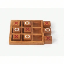 一套木制XO井字棋游戏，桌面版，成人家庭互动益智棋盘游戏玩具，包含9个棋子和1个底座，采用优质实木制成，完美适配咖啡桌、客厅、办公桌等场景。 - 彩色 - 查看 20