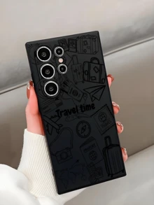 1件装个性化行李箱及飞机旅行元素软壳保护套，适用于、Galaxy A04e/A05s/A13/A14/A15/A34/A35/A50/A52/A53/A54/S21/S22/S23/S24/S25/S25 Ultra、6A/7A/8A、12T/13T/14T。由于拍摄时的光线条件不同，实际产品可能存在轻微色差。 - 黑色 - 查看 3