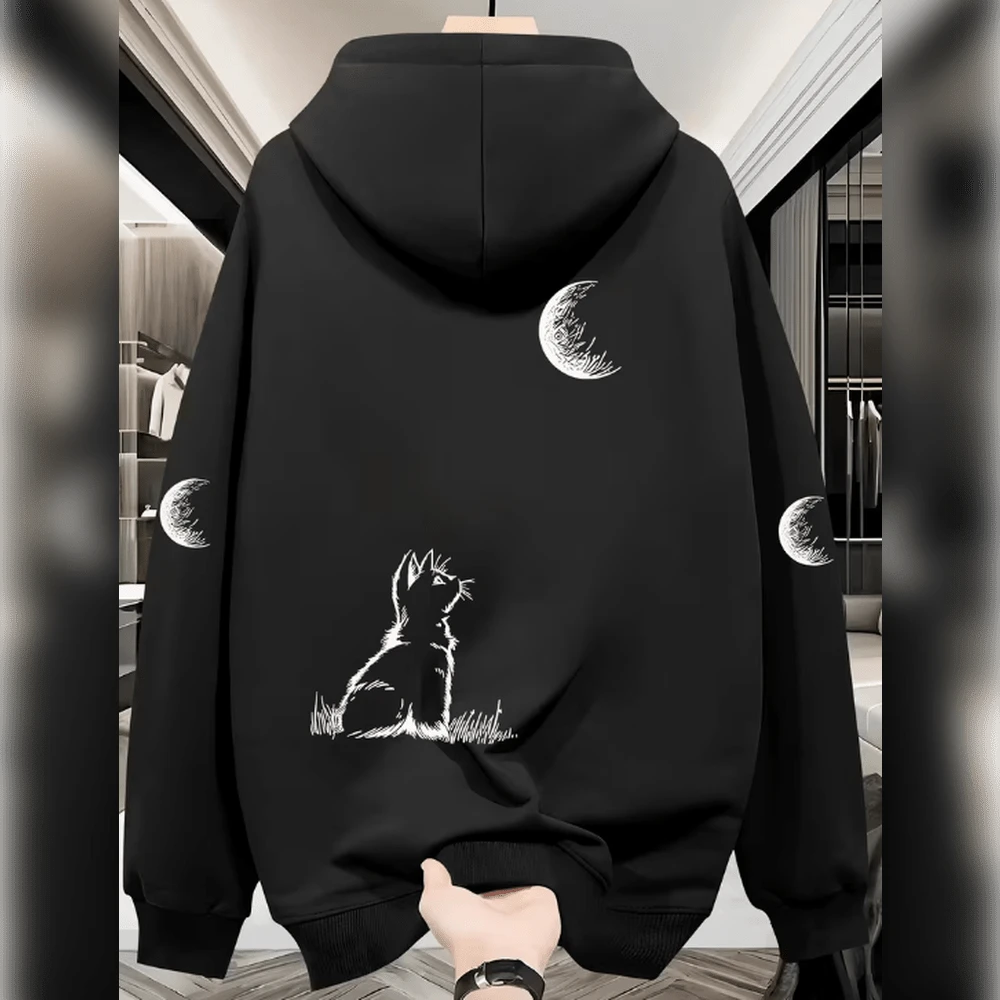 Men's Fashion Hoodie, Plus Size, Men's Hoodie Design, Print REF-5065 - 黑色 - 查看 1