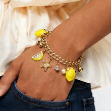 Mydear 1件波西米亚海洋风流苏手链，饰有海星、柠檬果吊坠，搭配铜链，适合女士日常及派对佩戴 - 流蘇 - 查看 6