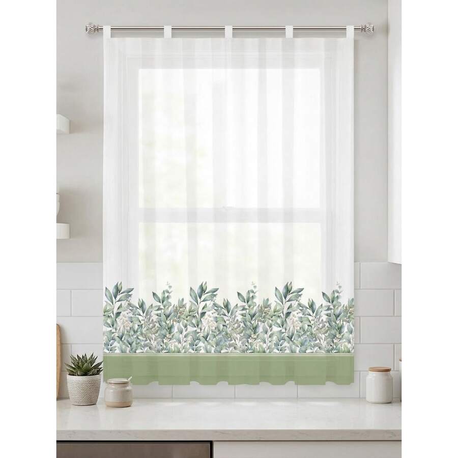 1 Pieza de Cortina de Cocina Translúcida con Estampado. Cortina Corta Decorativo y Control de Luz para Cocina. Tamaño 100 x 140 cm - 140 x 140 cm - 140 x 180 cm - Modelo 4 - Ver 1