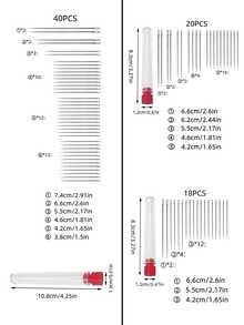 Portable Hand Sewing Needle Set With Transparent Storage Tube, 18/20/40pcs Options, Large Eye Design For Easy Threading, Suitable For Home Clothing Repair, Embroidery, Doll Sewing And DIY Crafts - Red Bottle Needle - View 3