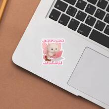 Pink Winged Working Cat "ESTRES HADA" Funny Sticker With Self-Deprecating And Cute Vibe, Waterproof Vinyl Sticker - Durable Matte Surface, Self-Adhesive Bumper Sticker, Suitable For Cars, Windows, Laptops, Trucks, Water Bottles - Multi-Purpose Durable Design, Car Sticker - one-size - View 4