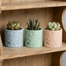 DIY可爱花盆模具，猫爪蜡烛杯硅胶模具，圆形罐子石膏树脂模具 - 矽膠模具 - 查看 3