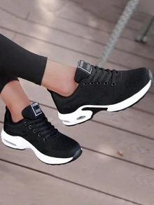 Lightweight Women Running Shoes With Memory Foam Comfortable Sneakers For Walkingand Gym Training - 黑色 - 查看 2