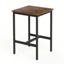 Bar Table And Stool Set, Dining Table With Two Chairs With Footrests, Metal Frame, Industrial Style Bar Table Set, Suitable For Dining Rooms, Living Rooms, Etc., Rustic Brown Finish, 60cm*60cm*90cm - Brown - View 8