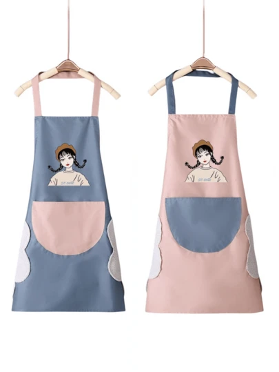 1 stuk waterdicht en oliebestendig, modieus keukenschort voor volwassenen, geschikt voor koken, restaurants en werkkleding, verdikte versie met handdoek.