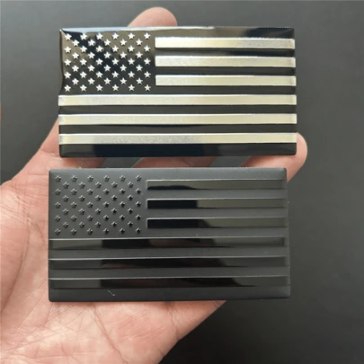 2pcs Metal American Flag Car Emblem Stickers, Suitable For Rear Side Body Decoration