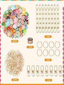 308pcs Keychain Making Kit, Includes 126pcs Charms, 20pcs Keyring Clips With Key Rings, Jewelry Pliers, 10pcs Extension Chains With Swivel Hooks, 200pcs Jump Rings, DIY Craft Supplies - DIY Kit - View 10