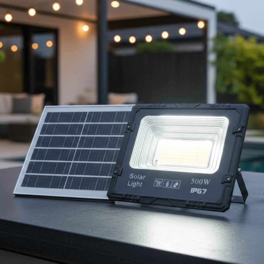 Reflector De Energia Solar Led 500w Alta Potencia Luz Blanca HYF-083 - *-*Negro - Ver 1