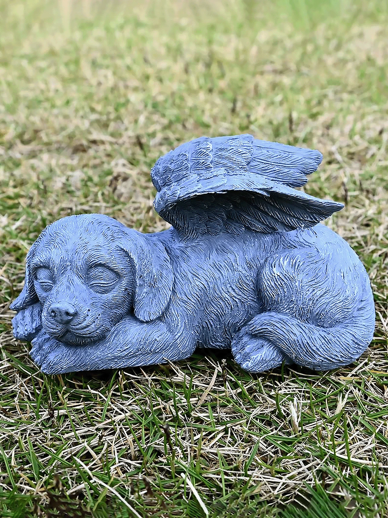 天使猫纪念石雕像，睡猫摆件，悼念逝去的宠物，表达哀悼和缅怀。 - A - 查看 1