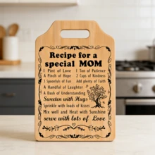 1 chiếc thớt "CÔNG THỨC DÀNH CHO NGƯỜI MẸ ĐẶC BIỆT", Thớt tre chất lượng cao, Đồ dùng nhà bếp, Quà tặng Ngày của Mẹ, Quà tặng Lễ Tạ ơn - Màu be - Xem 4