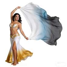 渐变半透明飘逸舞蹈围巾，适合舞台表演和练习 - 彩色 - 查看 33