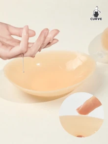 1對大尺碼夏季矽膠胸罩，女款加厚隱形聚攏設計，適合婚紗攝影或露肩洋裝 - 彩色 - 查看 3