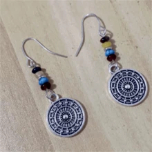 1 Đôi bông tai mặt dây chuyền hình xoắn ốc rỗng phong cách Bohemian cổ điển, quà tặng trang sức dự tiệc ngày lễ cho phụ nữ - bạc cổ 02 - Xem 5