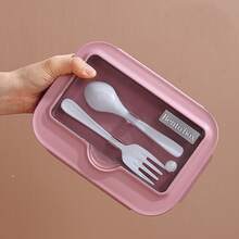 Hộp cơm trưa có ngăn dành cho nhân viên văn phòng, dùng được trong lò vi sóng, hộp cơm bento kiểu Nhật, hộp đựng cơm trưa bằng nhựa hình chữ nhật. - Nhiều màu - Xem 3