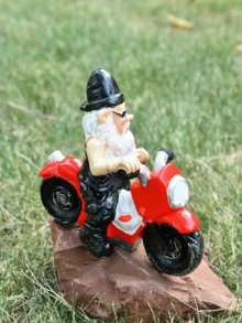 Drunk Dwarf Riding Motorcycle Garden Statue, Funny Gnome On Motorcycle Figurine, Fairy Garden Indoor/Outdoor Decor, Patio Lawn Desktop Ornament, Gift For Kids & Adults - A - View 5