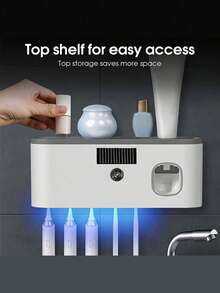 1pc UV Toothbrush Sanitizer With Storage Box, Toothbrush Holder, Disinfection And Timer Function, Rechargeable Wireless Wall-Mounted Toothbrush Sterilizer, Suitable For Bathroom, Back To School Essential - Multicolor - View 8