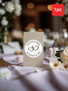 1-120张定制婚礼贴纸 - 可定制姓名和婚礼日期标签，个性化心形图案贴纸，订婚纪念贴纸，时尚心形图案，简约心形图案设计，防水防油材质，非常适合用于巧克力包装和礼品标签 - 多色1 - 查看 32