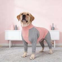 狗狗全身防护服，术后防舔咬，防掉毛，透气弹力面料，公母通用，恢复期穿着，易于清洗的休闲服 - 粉色 - 查看 11