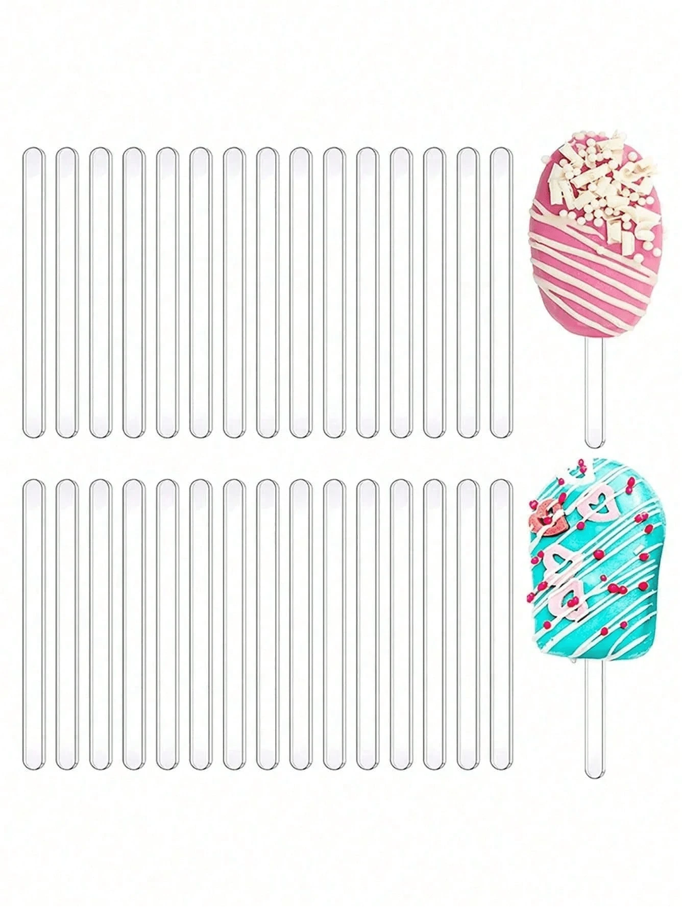 20pcs Reusable Acrylic Popsicle Mold, Cake Pop Lollipop Mold, Mirror Popsicle Stick, Homemade Cake Candy Party DIY Popsicle Stick - Multicolor - View 1