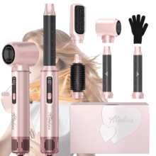 UKLISS 2026 Aggiornato Strumento per Acconciatura 5-in-1 | Controllo Temperatura Digitale LED | 3 Impostazioni di Calore e 5 Teste Intercambiabili | Arricciacapelli/Asciugacapelli/Styler ad Aria Calda/Spazzola Lisciante | Styling Professionale e Boost per Frangia | Adatto per la Festa della Mamma, Estate, Ritorno a Scuola, Festa del Lavoro - Rosa - Visualizzare 13