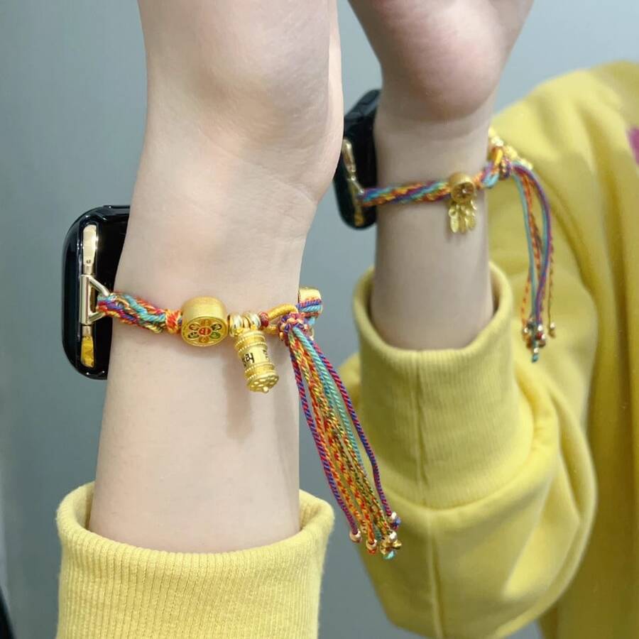 Handmade Braided Band, Compatible With Apple Watch Series 1/2/3/4/5/6/7/8/9/10/SE/Ultra, Smart Watch Strap, Fashionable Design