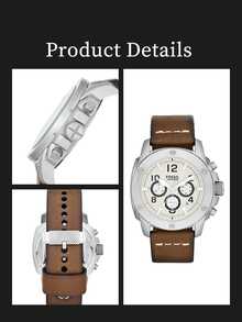 Fossil 男式石英皮革三针手表不锈钢表壳/防刮玻璃 FS4928/FS4929/FS5066 - 棕色 - 查看 6