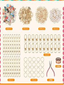 308pcs Keychain Making Kit, Includes 126pcs Charms, 20pcs Keyring Clips With Key Rings, Jewelry Pliers, 10pcs Extension Chains With Swivel Hooks, 200pcs Jump Rings, DIY Craft Supplies - DIY Kit - View 7