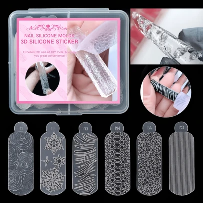 Miếng dán móng tay silicon 3D, họa tiết da rắn và da báo, tự làm tại nhà. Họa tiết dập nổi trang trí, thích hợp cho các tiệm làm móng chuyên nghiệp, dụng cụ làm móng nghệ thuật và dụng cụ làm móng DIY tại nhà.