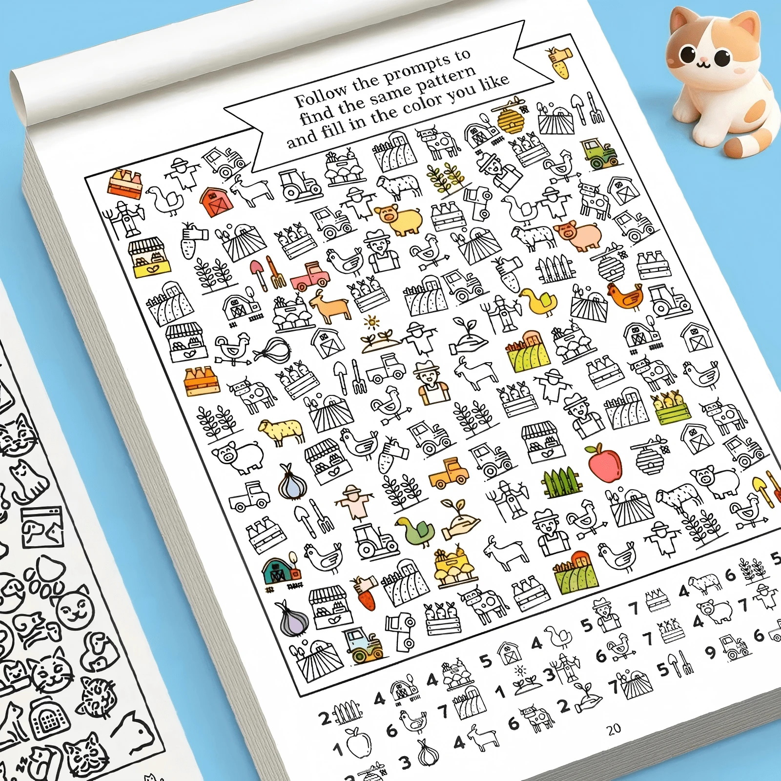 2000+ Pattern Seek And Color Children's Coloring Book, 32 Pages Hidden Object Coloring Book, Improve Focus, Suitable For Kindergarten And Preschool, Enhance Brain Skills