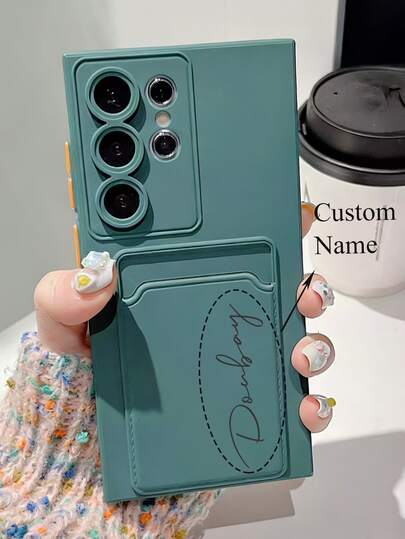 Personalized Engraved Initial Liquid Silicone Phone Case For Samsung Galaxy S26 S25 S24 S23 Ultra Plus, Anti-Drop Protective Cover