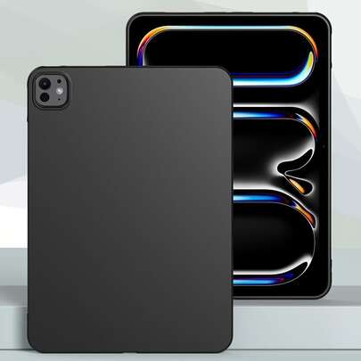 1 chiếc ốp lưng mềm màu trơn tối giản, viền đầy đủ, họa tiết tổ ong tản nhiệt, bảo vệ máy tính bảng TPU mềm phù hợp cho iPad Air 11/13 inch 2024 M2, ốp lưng silicon mờ siêu mỏng thiết kế phù hợp cho iPad Pro 11/13 inch 2024 M4 (Đen)